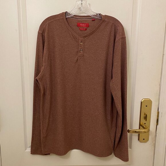 GUC Bruno Milano Super Soft Men Brick Red Long Sleeve Henley T-Shirt Size Large - Picture 1 of 4